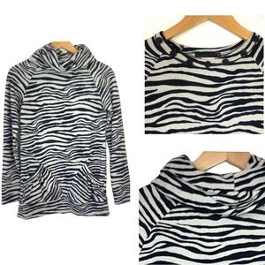 Gossip Sweatshirt with Removable Turtleneck Zebra Print with Pockets